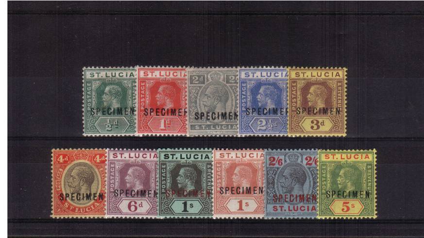 The George 5th set of eleven overprinted ''SPECIMEN'' good mounted mint. A lovely bright and fresh set. SG Cat 225
<br/><b>UEU</b>
