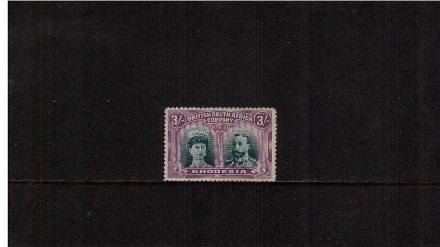 3/- Bright Green and Magenta - Perforation 14<br/>
A lovely bright and fresh ''Double Heads'' single lightly mounted with full original gum.<br/>With the benefit of a BRANDON certificate. SG Cat 1300 
<br/><b>UHU</b>