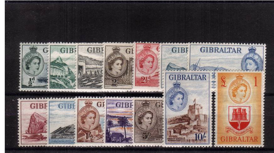 The pictorials set of fourteen superb very, very lightly mounted mint with each stamp having a mere trace of a hinge mark. SG Cat 180
<br/><b>QDX</b>