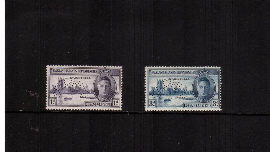 The Victory set of two perfined ''SPECIMEN'' superb unmounted mint. A rare set unmounted! SG Cat 375
<br/><b>QGX</b>
