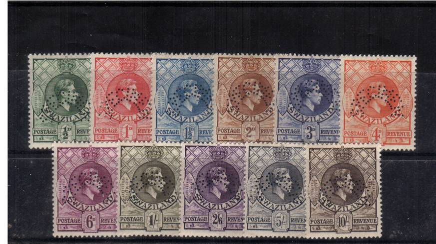 The George 6th set of eleven perfined ''SPECIMEN'' fine very lightly mounted mint.<br/>SG Cat 325.00
<br/><b>QNX</b