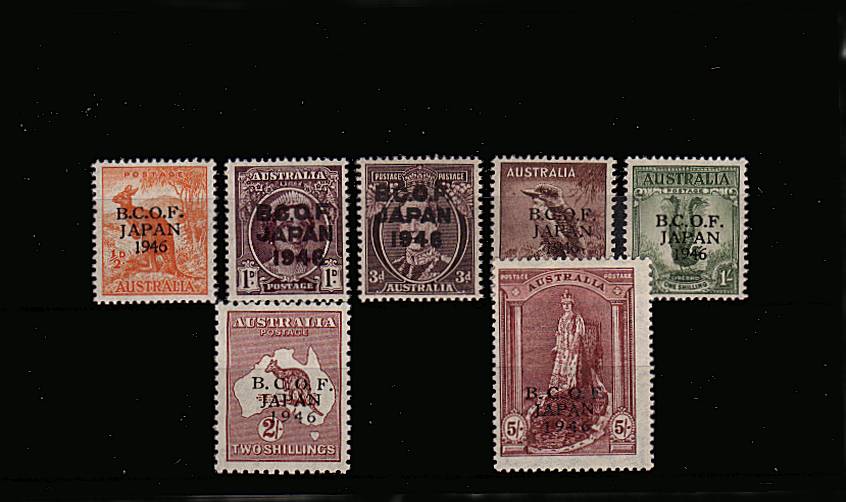 The complete overprint set of seven superb unmounted mint.<br/>Scarce set unmounted!
<br/><b>QQV</b>