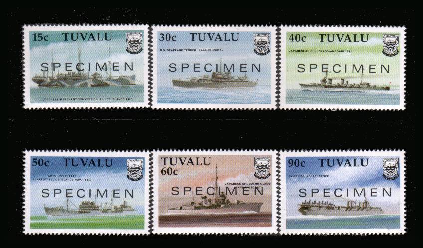 Second World War Ships - 1st Series.<br/>A superb unmounted mint set of six overprinted SPECIMEN.
<br/><b>QPX</b>