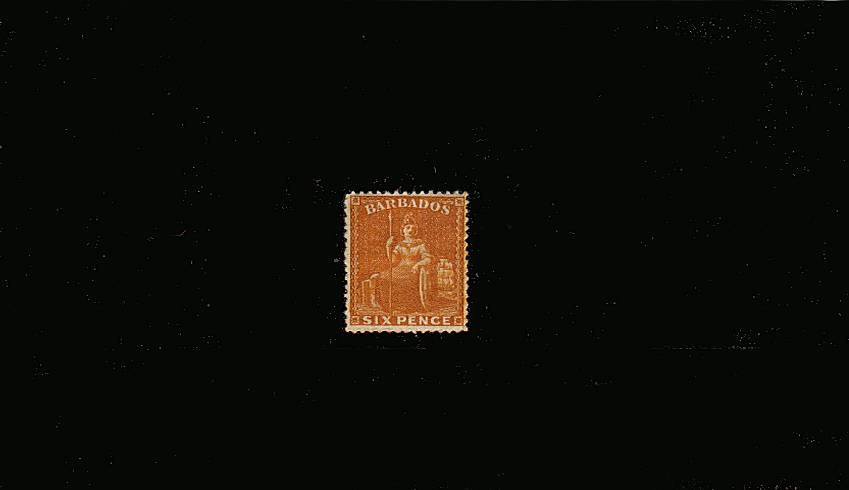 6d Chrome-Yellow - Watermark Crown CC - Perforation 14<br/>
A very fine and fresh lightly mounted mint single. SG Cat 150

<br/><b>QPX</b>