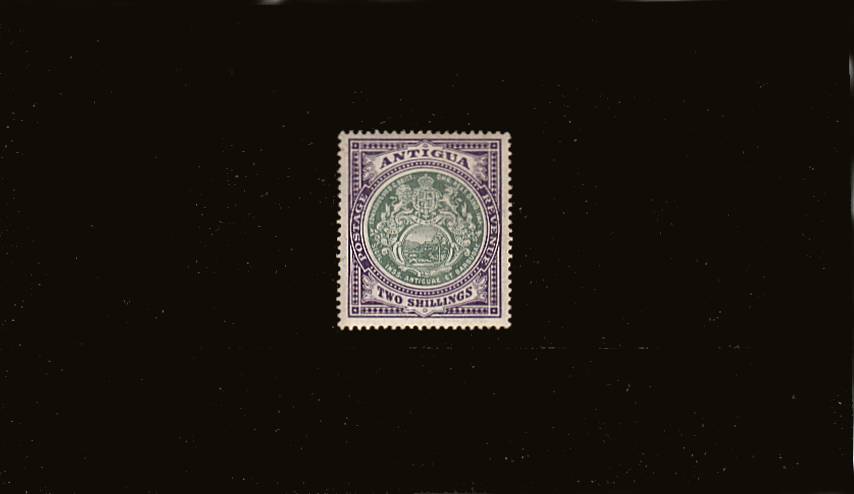 2/- Grey-Green and Violet - Watermark Multiple Crown CA<br/>
A lightly mounted mint stamp. SG Cat 110