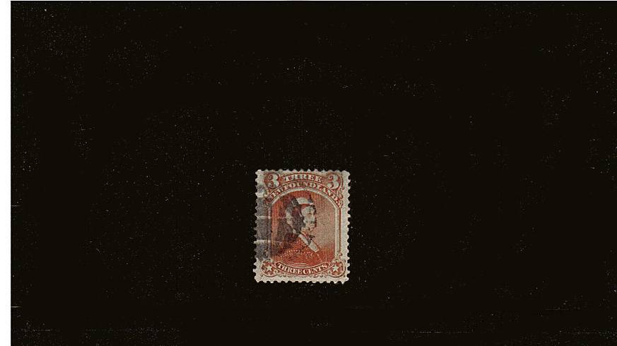 3c Vermilion - Perforation 12<br/>
A fine used stamp wsith full perforations. SG Cat 50

<br/><b>QQQ</b>