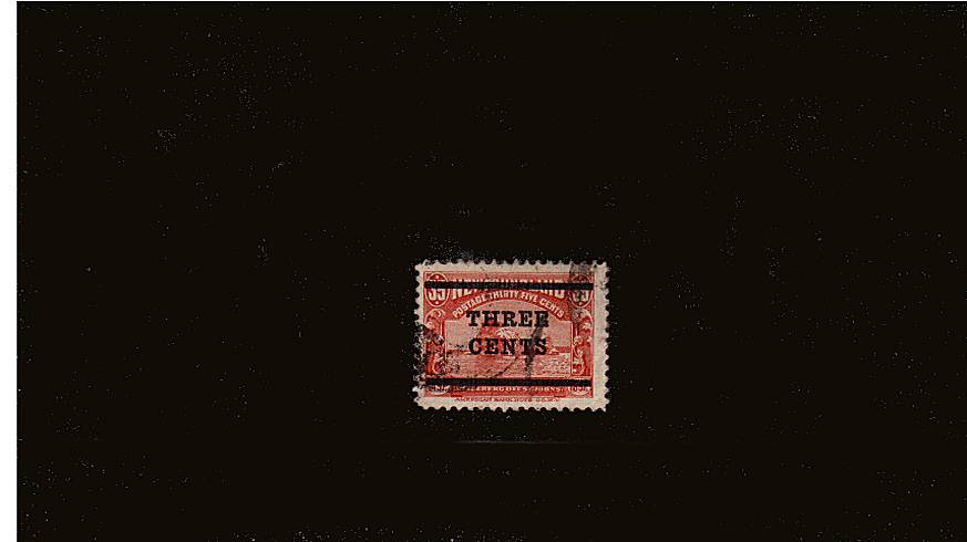 3c on 35c Red<br/>
A good used stamp with a crease. SG Cat 27
<br/><b>QQQ</b>