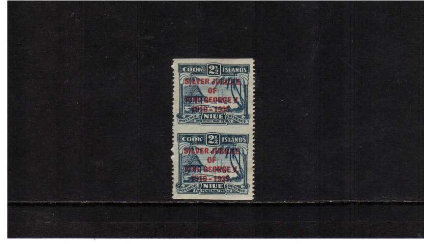 Silver Jubilee 2d in a lightly mounted mint imperforate between pair taken from proof sheet as mentioned by a footnote in GIBBONS. The item also has the benefit of two american certificates. Pretty!<br/><b>SEARCH CODE: 1935JUBILEE</b>