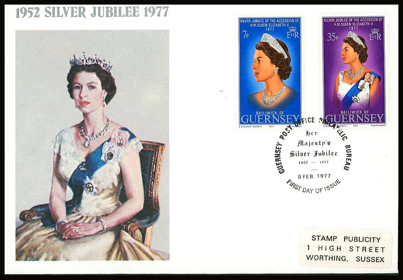 The Silver Jubilee set of two on a small neat colour First Day Cover.