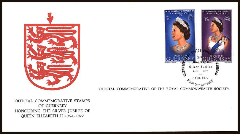 Silver Jubilee set of two on an unaddressed colour illustrated First Day Cover.
