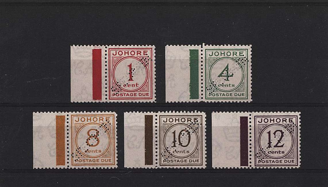 The Postage Due set of five perfined <b>''SPECIMEN''</b> superb unmounted mint left side marginals.<br/>Rare to find unmounted mint!
<br/><b>BBD</b>