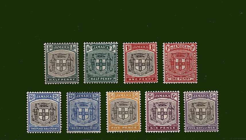 The ''Arms'' Type set of nine lightly mounted mint with many being unmounted.<br/>A bright and fresh set! 
<br><b>BBG</b>