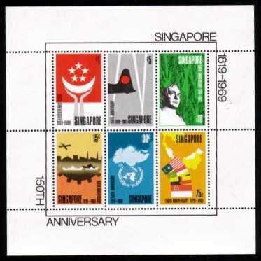 The famous ''Founding of Singapore'' minisheet.<br/>The <b>RAREST standard Commonwealth Minisheet</b><br/>only 9067 sold!!<br/>Superb unmounted mint.<br/>SG Cat 375.00