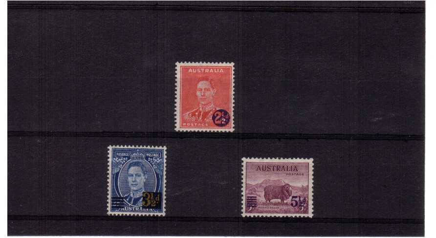 overprint set of three mounted mint