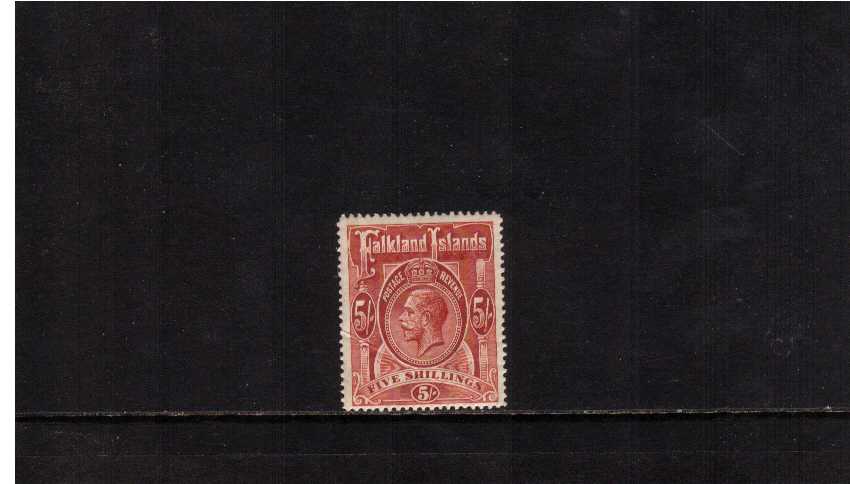 5/- Deep Rose Red lightly mounted mint with a crease. SG Cat �100  ns0307