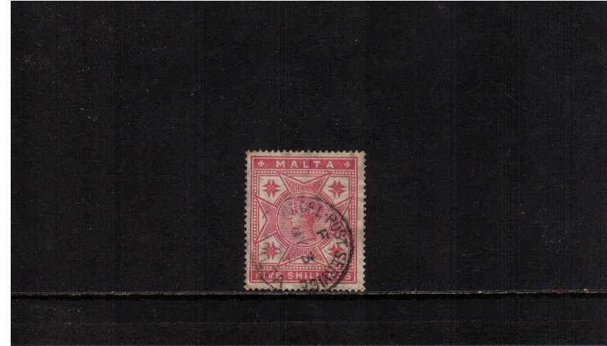5/- Rose cancelled with a MALTA PARCEL POST SERVICE dated CDS. ns0307