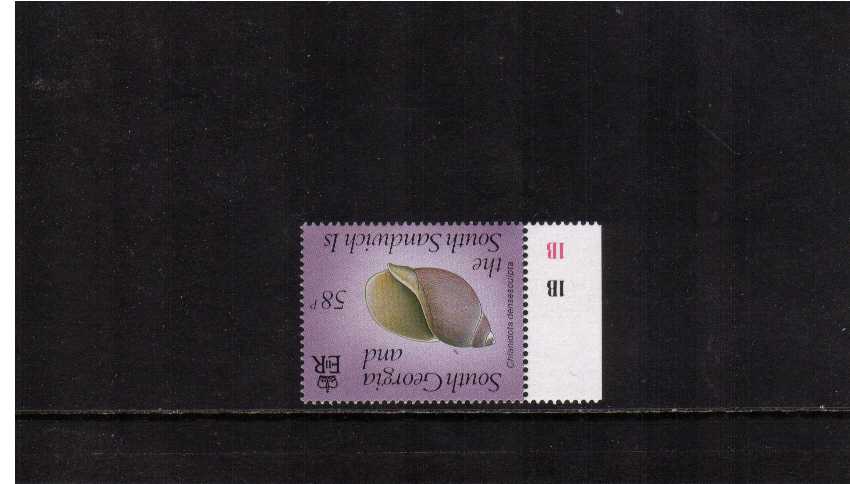 58p Shells single superb unmounted mint left side marginal with WATERMARK INVERTED