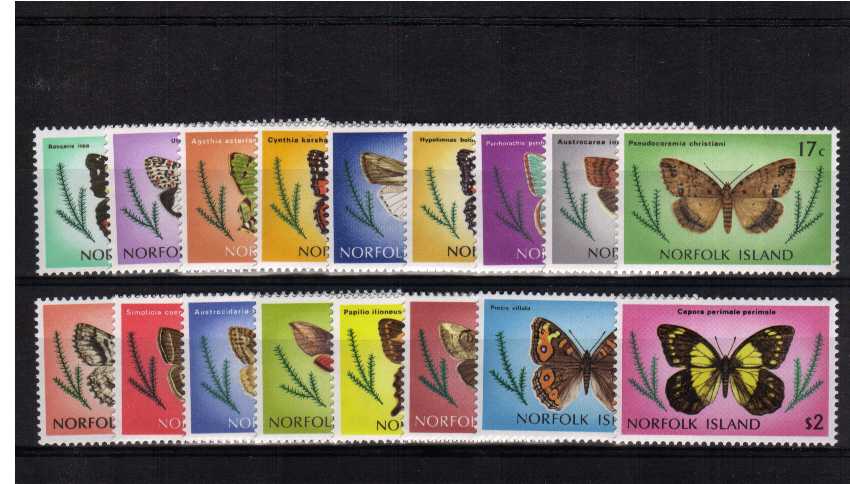 Butterflies set of seventeen superb unmounted mint