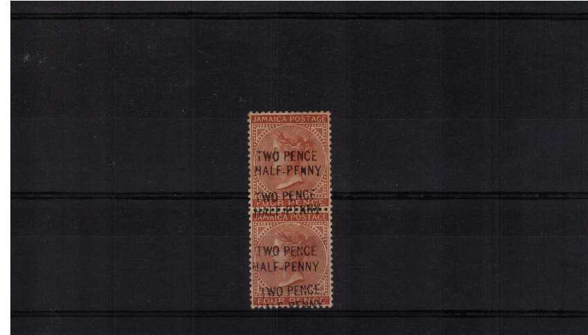 2�d on 4d Red-Brown. A vertical mounted mint pair showing variety 