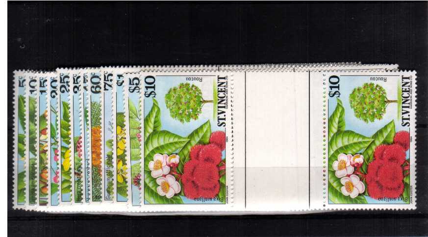 Flowers set of twelve in gutter pairs superb unmounted mint