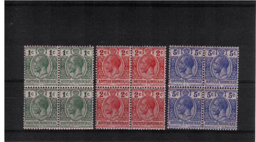 Complete set of three in blocks of four superb unmounted mint