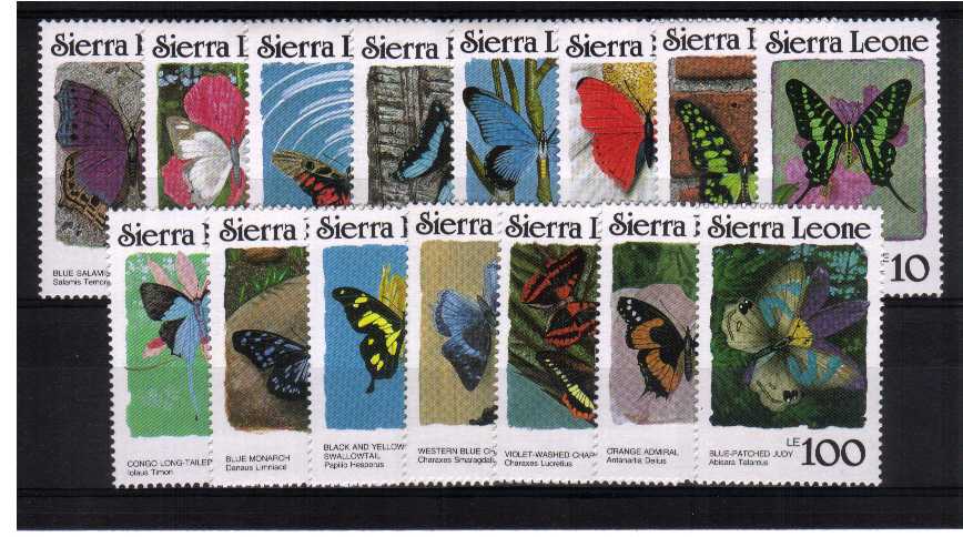 Butterflies set of fifteen - perforation 14 - without imprint date superb unmounted mint.