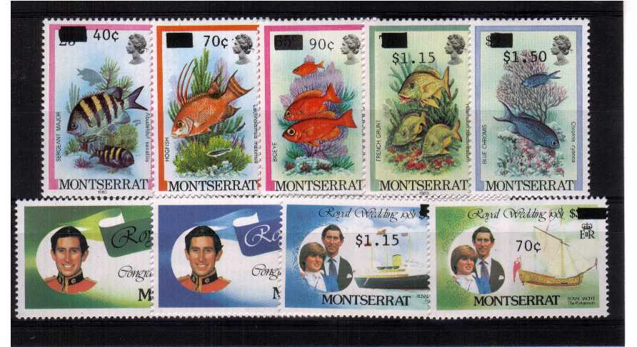Overprints superb unmounted mint set of nine