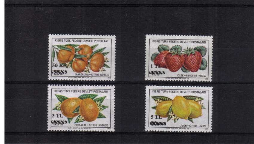 Overprint on Fruits set of four superb unmounted mint