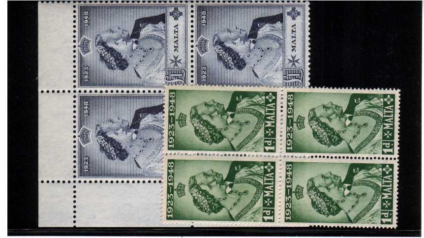 the 1948 Royal Silver Wedding set of two superb unmounted mint blocks of four.<br/><b>SEARCH CODE: 1948RSW</b>