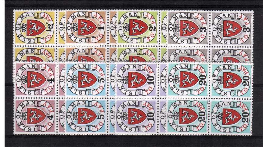 Original set of eight in superb unmounted mint blocks of four.