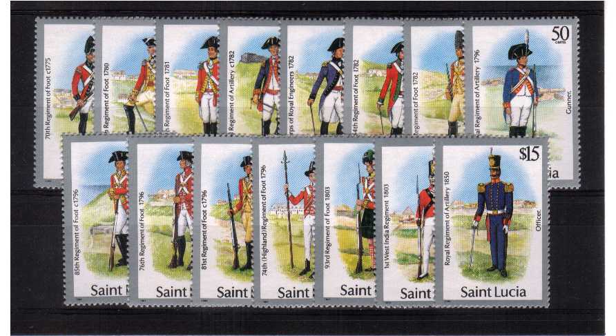 Uniforms - superb unmounted mint set of fifteen