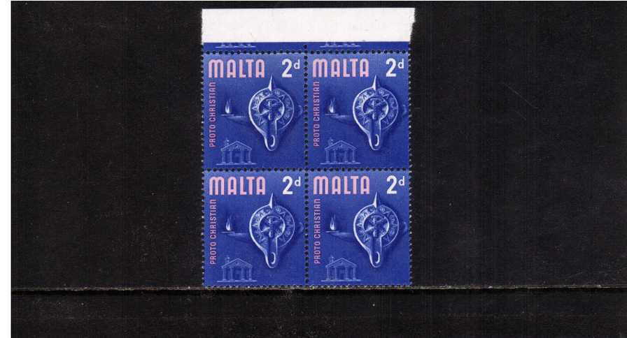 Superb unmounted mint top marginal block of four with GOLD colour omitted