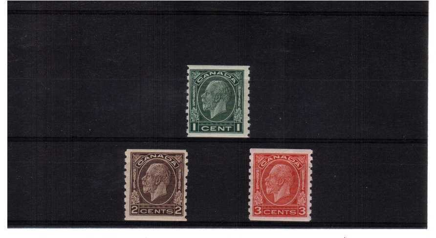 A superb unmounted mint coils set of three.<br/><b>UDX</b>