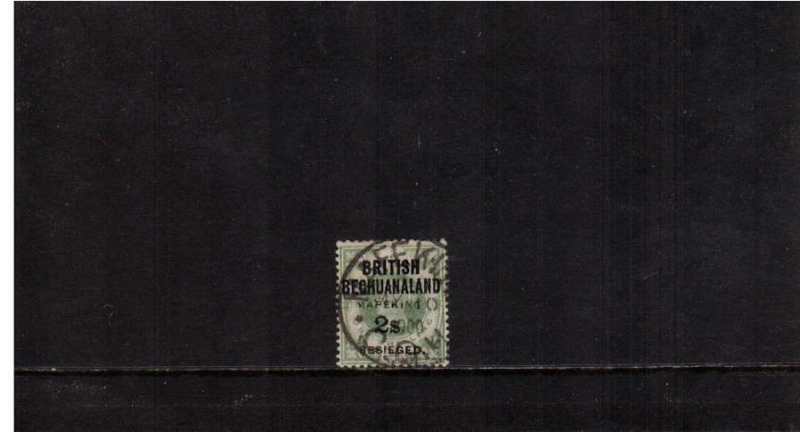 2/- overprint on  Great Britain 1/- Green cancelled with a single ring MAFEKING C.G.H. steel CDS. SG Cat �0