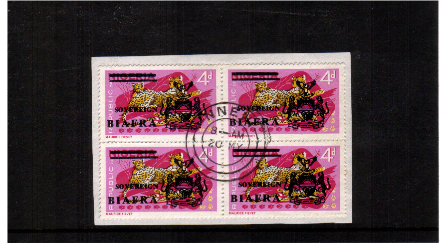 superb fine used block of 4 on piece