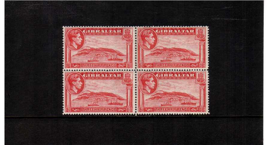 1d Carmine - perforation 14 - superb unmounted mint block of 4