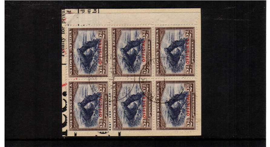 superb fine used marginal block of 6 on piece