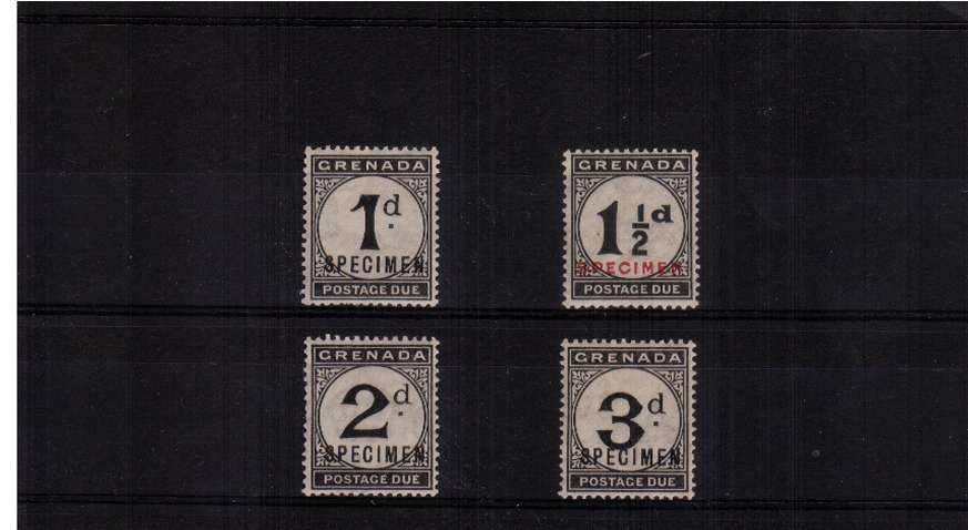 The postage dues set of four overprinted SPECIMEN lightly mounted mint. Scare set!
<br/><b>QQE</b>