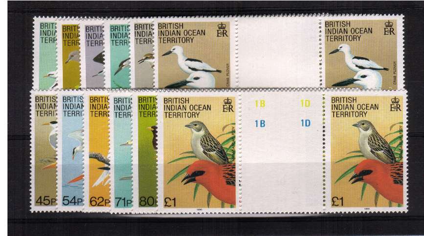 Birds set of twelve in superb unmounted mint gutter pairs.