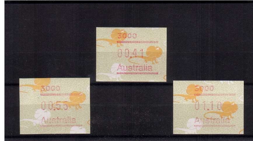 Lizard FRAMA set of  three superb unmounted mint<br/>Issue Date: 1 SEPT 1989[
