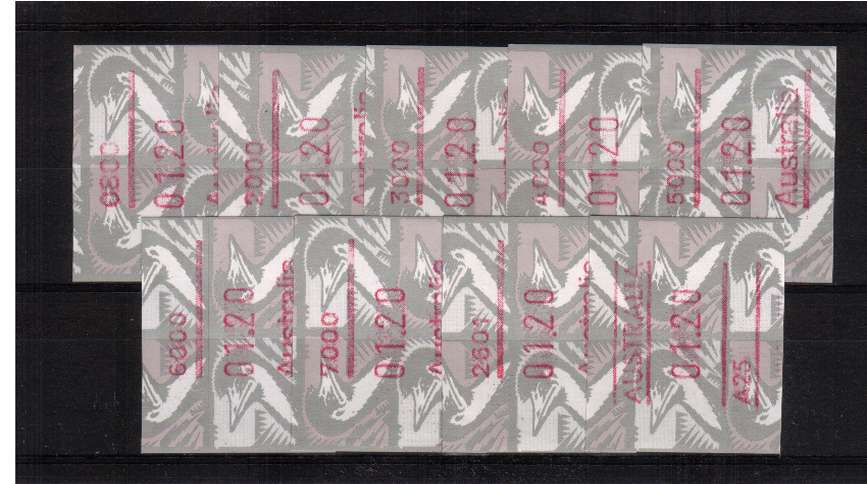 Emu FRAMA set of nine superb unmounted mint<br/>Issue Date: 2 JAN 1992