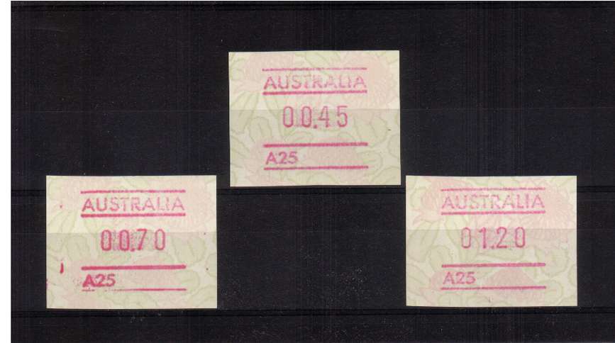 Waratah FRAMA set of three superb unmounted mint<br/>Issue Date: 8 SEPT 1994