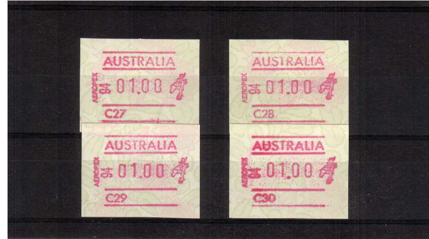 Waratah FRAMA set of four with AEROPEX imprint superb unmounted mint<br/>Issue Date: 18 NOV 1994