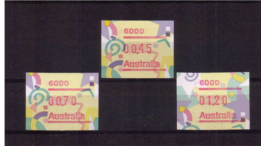 Festive FRAMA Postcode set of three superb unmounted mint<br/>Issue Date: 6 JUNE 1996