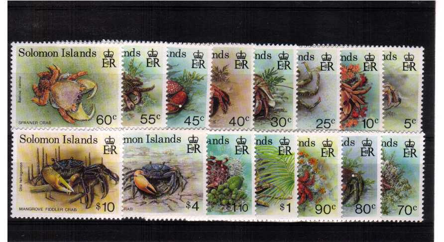 Crabs - Marine Life  set of fifteen superb unmounted mint. Amazing Price! SG Cat 9.20