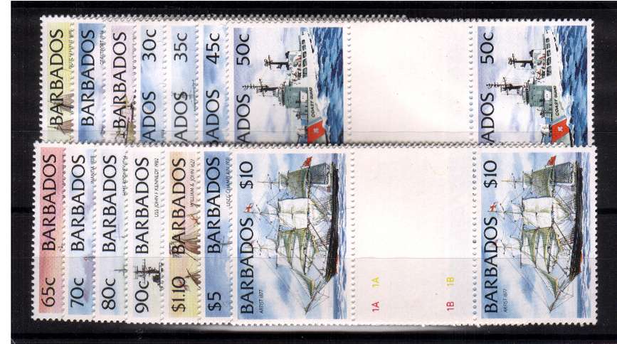 Ships set of fourteen - without imprint - superb unmounted mint gutter pairs. 
<br/><b>QQA</b>