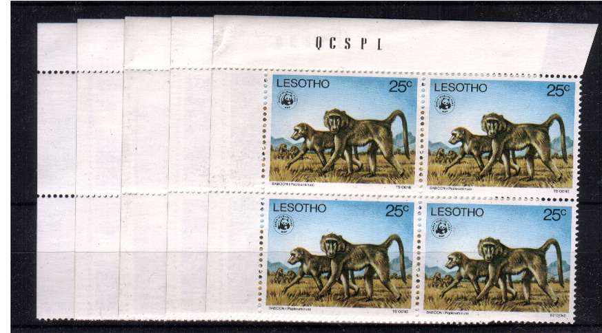 wwf - Endangered Species set of five in superb unmounted mint corner blocks of four. 

<br/><b>QQT</b>