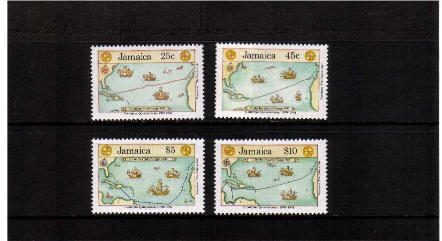 500th Anniversary of Discovery of America by Columbus - 2nd issue.<br/>
A superb unmounted mint set of four.