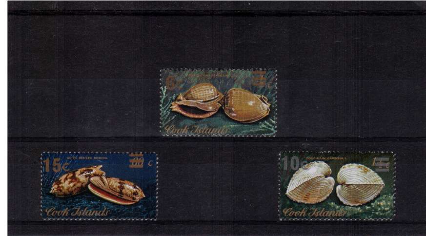 Sea Shells overprint set of three superb unmounted mint 

<br/><b>QZQ</b>