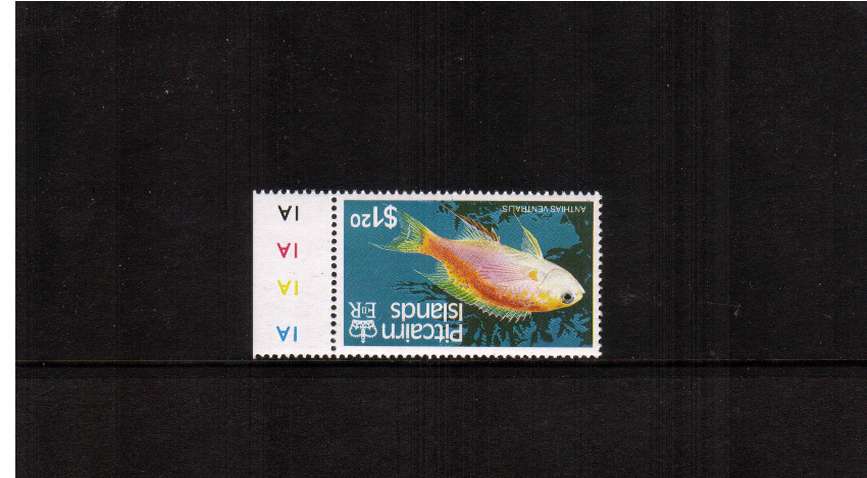 The $1.20 Fishes marginal single with WATERMARK INVERTED superb unmounted mint.